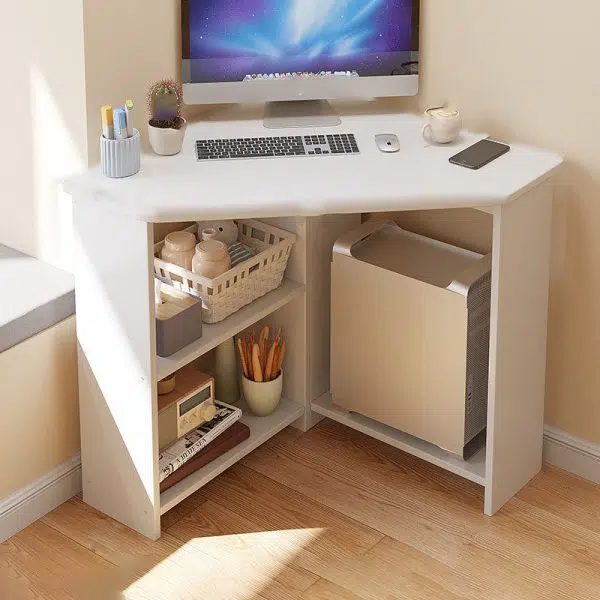 Modern Minimalist Triangle Curved Density Board Desk For Home Office - Image 2