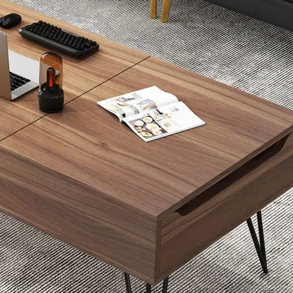 Contemporary Creative Liftable Rectangular Wood Coffee Table 2-Storage For Living Room - Image 5
