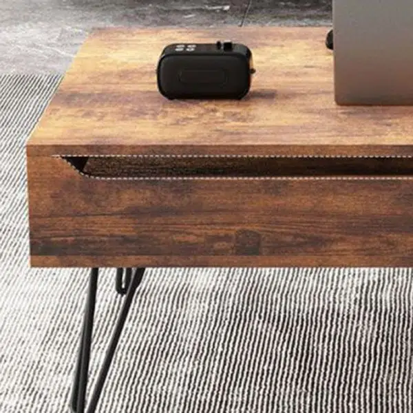 Contemporary Creative Liftable Rectangular Wood Coffee Table 2-Storage For Living Room - Image 7