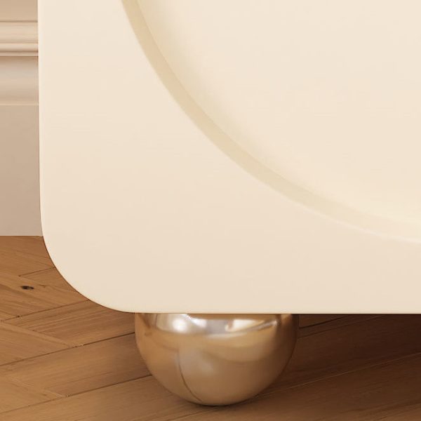 Contemporary Scandinavian Cream Cute Square Density Plate Glass Wood Stainless Steel Nightstand 2-Drawer For Bedroom - Image 10