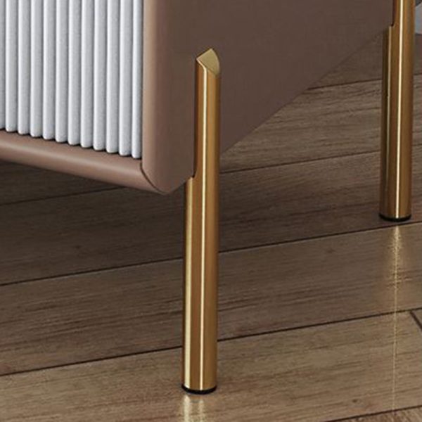 Contemporary Nordic Square Wood Rock Slab Veneer Glass Hardware Stainless Steel Nightstand 2-Drawer For Bedroom - Image 6