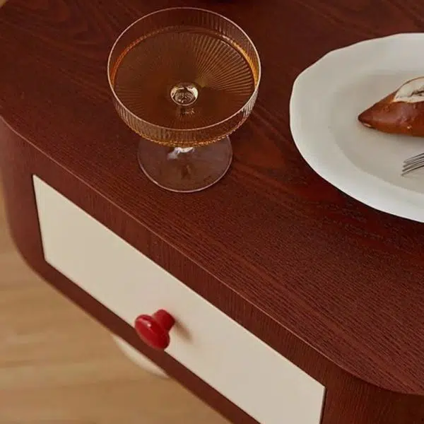 Contemporary Creative Rectangular Cylinder Artificial Panel Nightstand 1-Drawer For Bedroom - Image 7