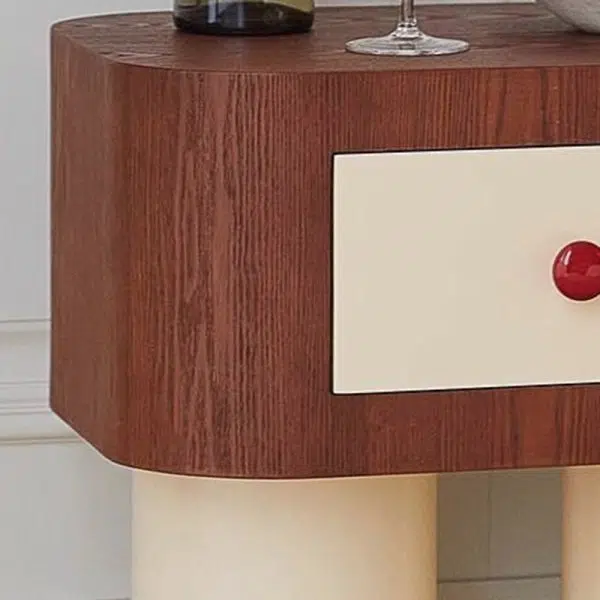 Contemporary Creative Rectangular Cylinder Artificial Panel Nightstand 1-Drawer For Bedroom - Image 8