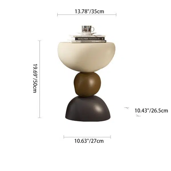 Contemporary Creative Stone Stacking Round Oval Fiberglass Side Table For Living Room - Image 4