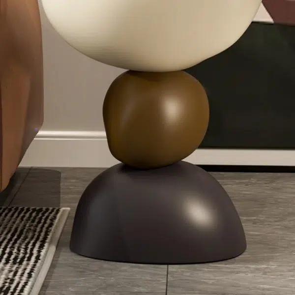 Contemporary Creative Stone Stacking Round Oval Fiberglass Side Table For Living Room - Image 6