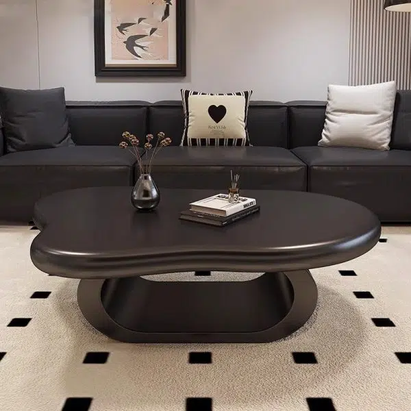 Contemporary Nordic Cloud Shape Alien Irregular Oval Iron Rock Slab Coffee Table For Living Room - Image 11
