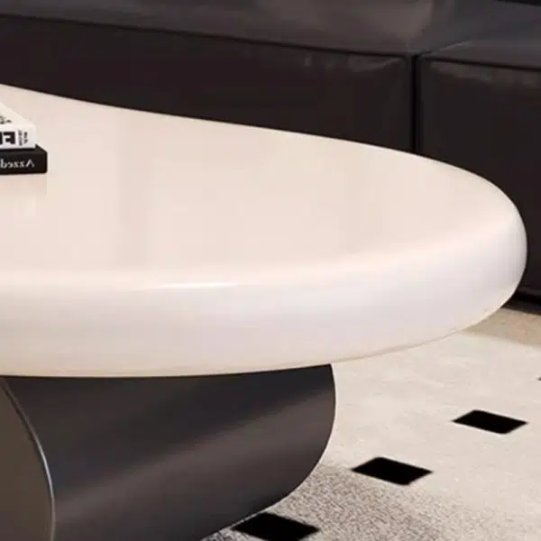 Contemporary Nordic Cloud Shape Alien Irregular Oval Iron Rock Slab Coffee Table For Living Room - Image 6