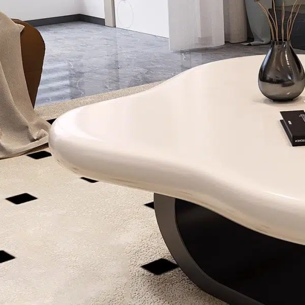 Contemporary Nordic Cloud Shape Alien Irregular Oval Iron Rock Slab Coffee Table For Living Room - Image 8