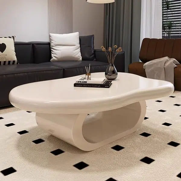 Contemporary Nordic Cloud Shape Alien Irregular Oval Iron Rock Slab Coffee Table For Living Room - Image 14