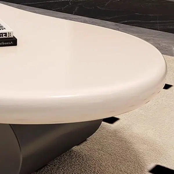 Contemporary Nordic Cloud Shape Alien Irregular Oval Iron Rock Slab Coffee Table For Living Room - Image 9