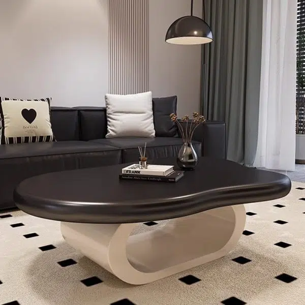 Contemporary Nordic Cloud Shape Alien Irregular Oval Iron Rock Slab Coffee Table For Living Room - Image 10