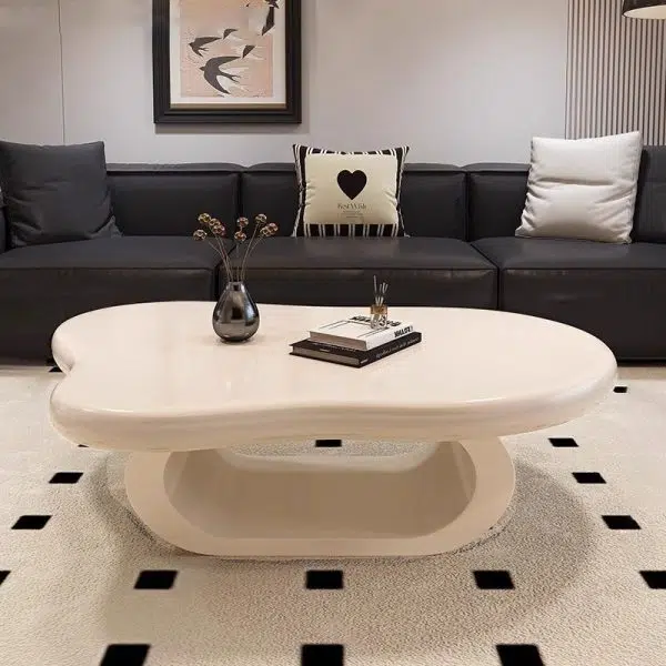 Contemporary Nordic Cloud Shape Alien Irregular Oval Iron Rock Slab Coffee Table For Living Room - Image 3