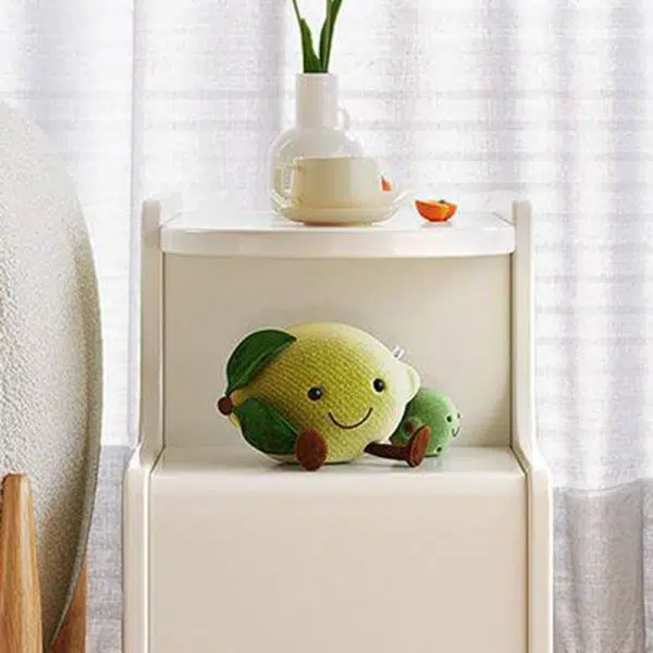 Contemporary Nordic Cream Removable Rectangular Artificial Panel Rock Slab Side Table 1-Drawer For Living Room - Image 9