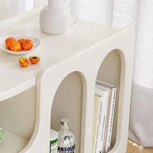 Contemporary Nordic Cream Removable Rectangular Artificial Panel Rock Slab Side Table 1-Drawer For Living Room - Image 7