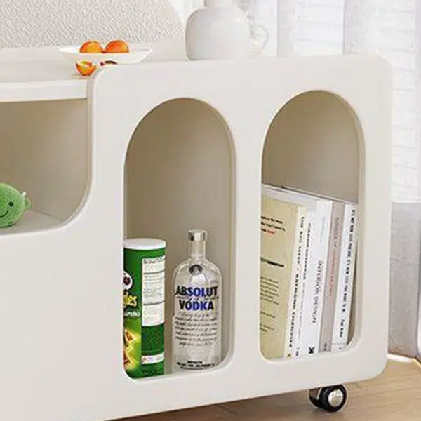 Contemporary Nordic Cream Removable Rectangular Artificial Panel Rock Slab Side Table 1-Drawer For Living Room - Image 8