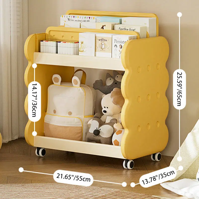 DFM-Table-FM01194-1.jpg Contemporary Creative Cartoon Kids Cheese Cookies Square Rectangle PP Bookshelves 2-Tier For Home Office - Image 5