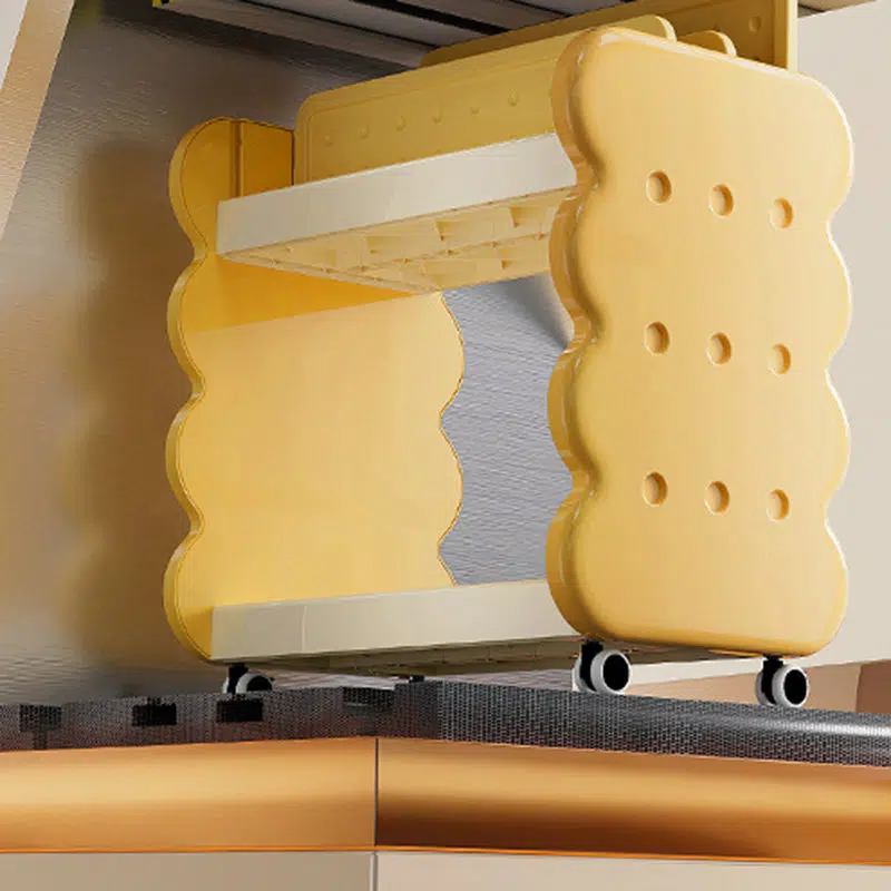 DFM-Table-FM01194-5.jpg Contemporary Creative Cartoon Kids Cheese Cookies Square Rectangle PP Bookshelves 2-Tier For Home Office - Image 6