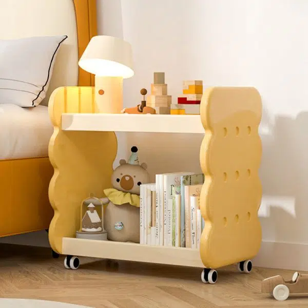 Contemporary Creative Cartoon Kids Cheese Cookies Square Rectangle PP Bookshelves 2-Tier For Home Office - Image 9