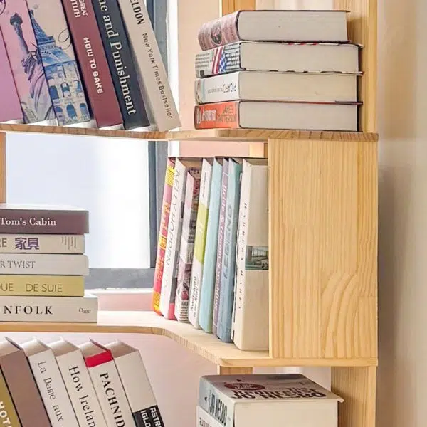 Modern Minimalist Corner Rectangle Wood Bookshelves 4/5 Shelves For Home Office - Image 8
