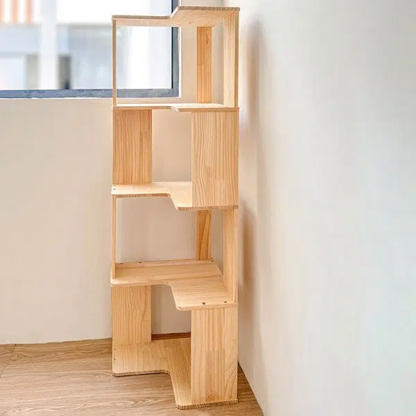 Modern Minimalist Corner Rectangle Wood Bookshelves 4/5 Shelves For Home Office - Image 11