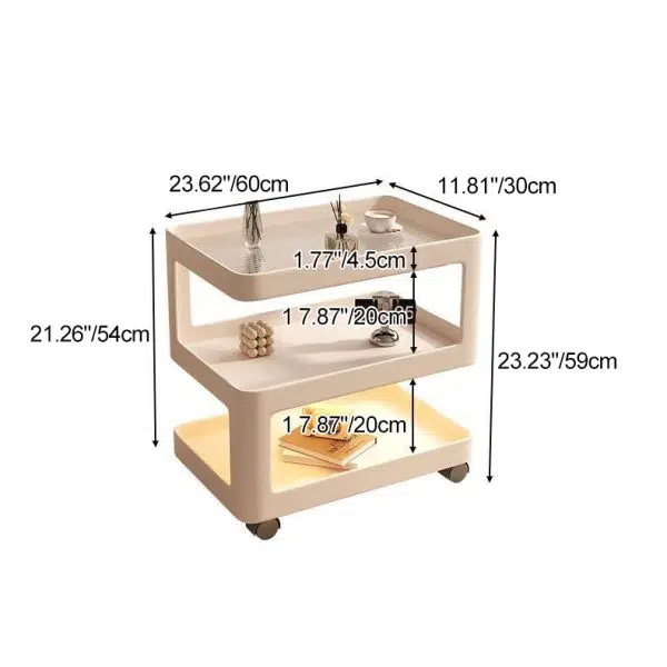 Contemporary Nordic Cream Removable Rectangle Iron Glass Side Table 3-Tier For Living Room - Image 5