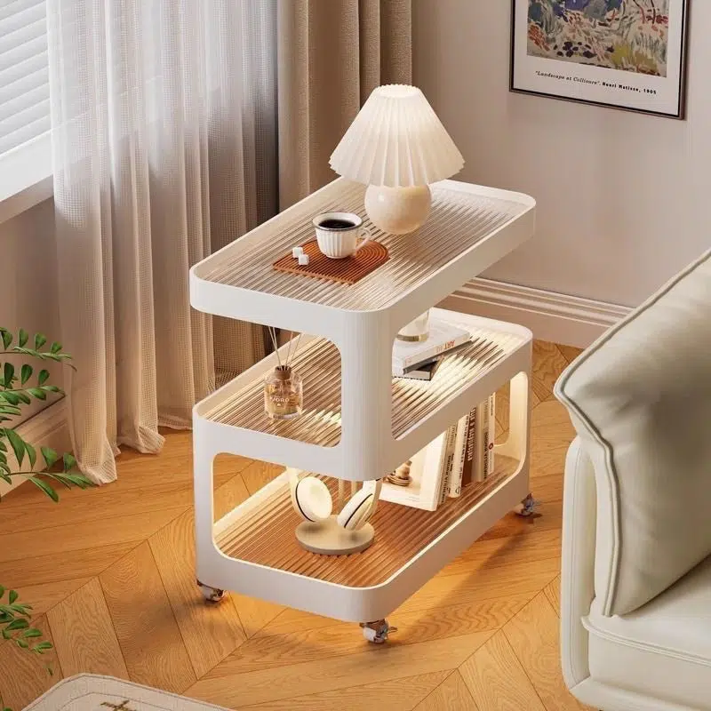 DFM-Table-FM01205-4.jpg Contemporary Nordic Cream Removable Rectangle Iron Glass Side Table 3-Tier For Living Room - Image 1