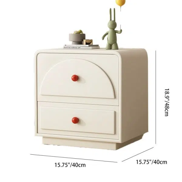 Contemporary Nordic Square Rectangle Wood Nightstand 2-Drawer For Bedroom - Image 4