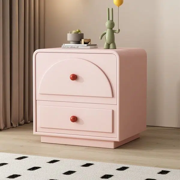 Contemporary Nordic Square Rectangle Wood Nightstand 2-Drawer For Bedroom - Image 13