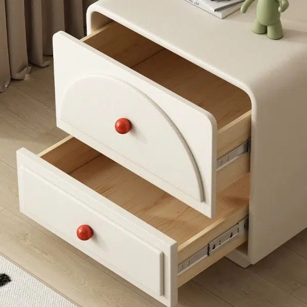 Contemporary Nordic Square Rectangle Wood Nightstand 2-Drawer For Bedroom - Image 7