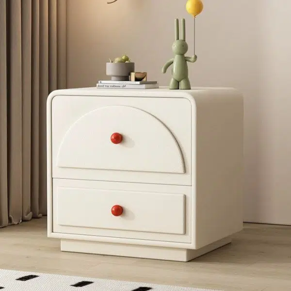 Contemporary Nordic Square Rectangle Wood Nightstand 2-Drawer For Bedroom - Image 17