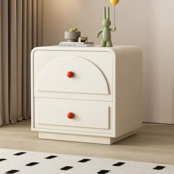 Contemporary Nordic Square Rectangle Wood Nightstand 2-Drawer For Bedroom - Image 18
