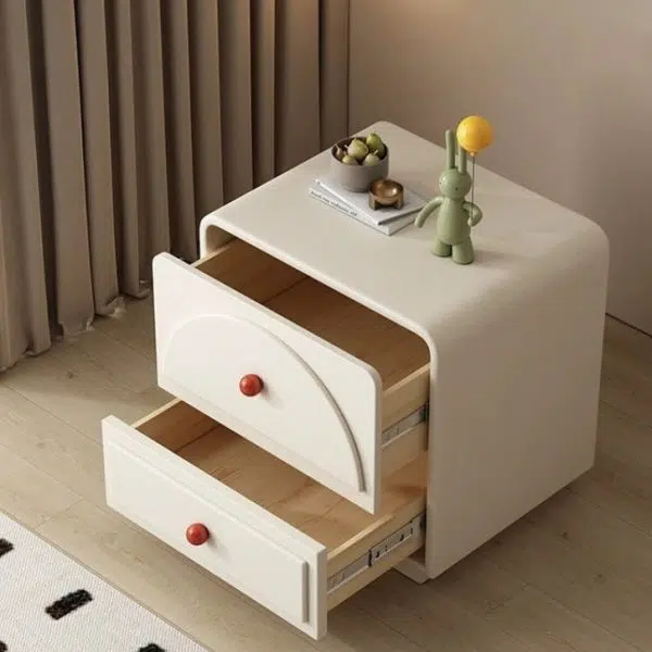 Contemporary Nordic Square Rectangle Wood Nightstand 2-Drawer For Bedroom - Image 10