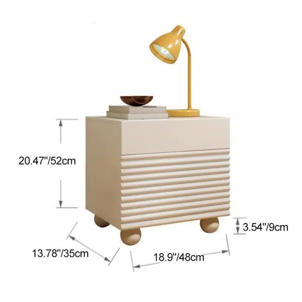 Contemporary Scandinavian Cream Square Density Panel Nightstand 2-Drawer For Bedroom - Image 4