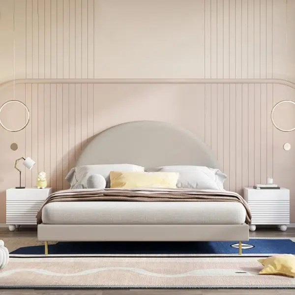 Contemporary Scandinavian Cream Square Density Panel Nightstand 2-Drawer For Bedroom - Image 11