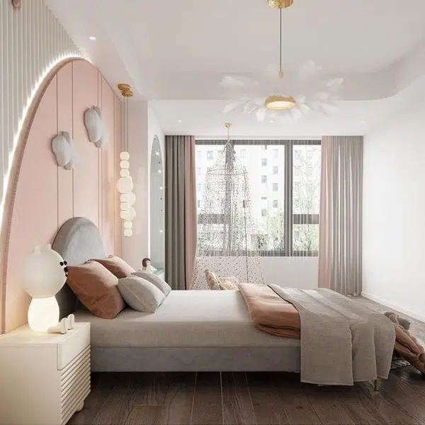 Contemporary Scandinavian Cream Square Density Panel Nightstand 2-Drawer For Bedroom - Image 12