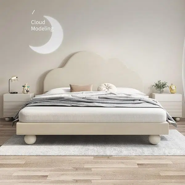 Contemporary Scandinavian Cream Square Density Panel Nightstand 2-Drawer For Bedroom - Image 18