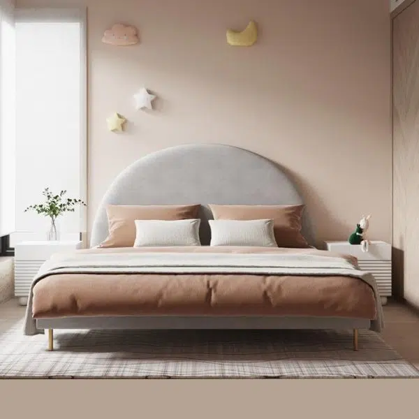 Contemporary Scandinavian Cream Square Density Panel Nightstand 2-Drawer For Bedroom - Image 19