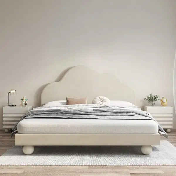 Contemporary Scandinavian Cream Square Density Panel Nightstand 2-Drawer For Bedroom - Image 2