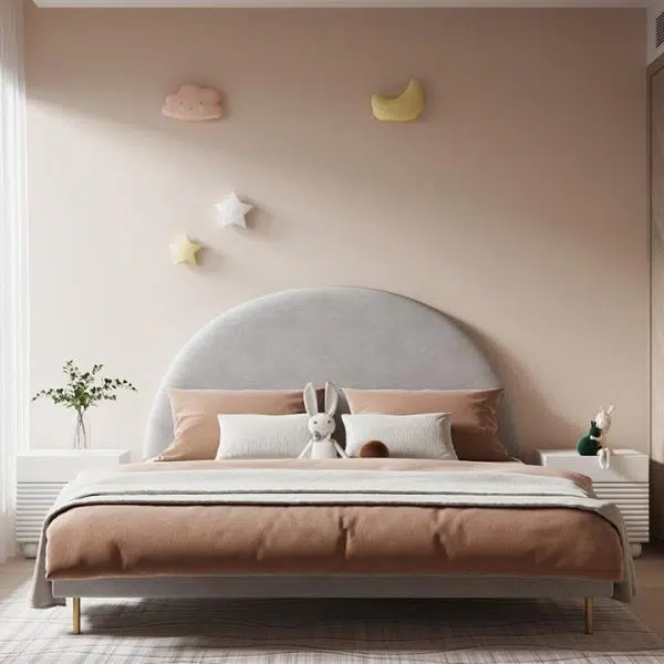 Contemporary Scandinavian Cream Square Density Panel Nightstand 2-Drawer For Bedroom - Image 17