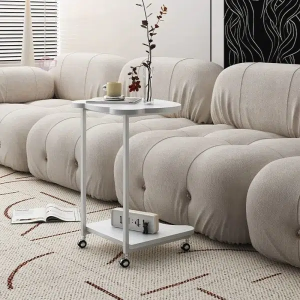 Contemporary Creative Bear Shape Density Board Top Stainless Steel End Table 2-Tier For Living Room - Image 8