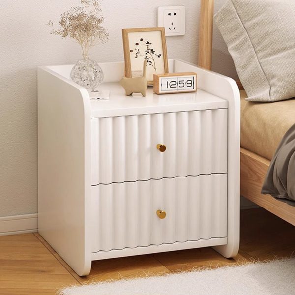 Contemporary Nordic Rectangular Wood Based Panel Nightstand 1/2 Drawer For Bedroom - Image 2