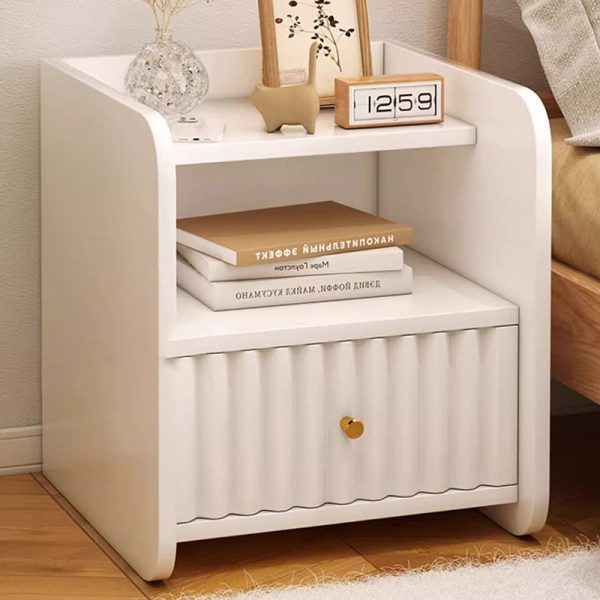 Contemporary Nordic Rectangular Wood Based Panel Nightstand 1/2 Drawer For Bedroom - Image 14