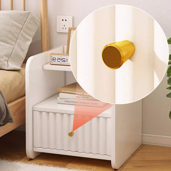 Contemporary Nordic Rectangular Wood Based Panel Nightstand 1/2 Drawer For Bedroom - Image 12