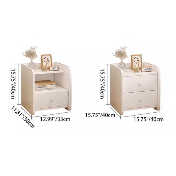 Contemporary Nordic Rectangular Wood Based Panel Nightstand 1/2 Drawer For Bedroom - Image 4