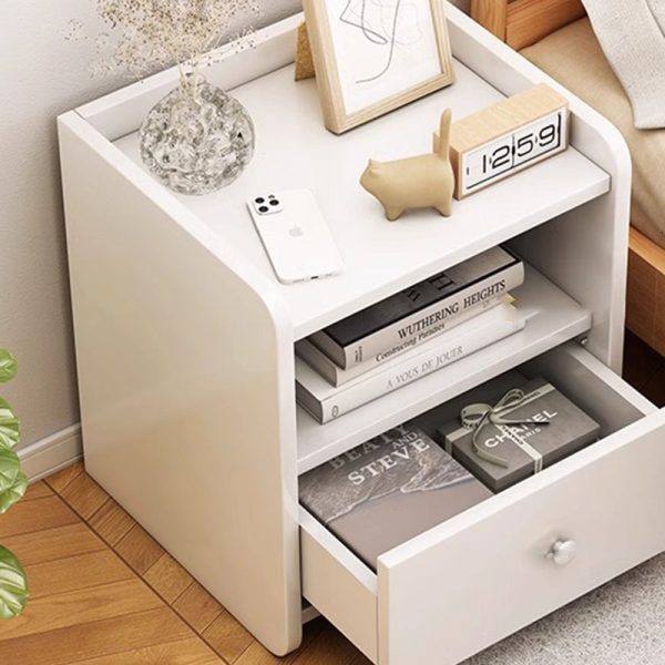 Contemporary Nordic Rectangular Wood Based Panel Nightstand 1/2 Drawer For Bedroom - Image 9
