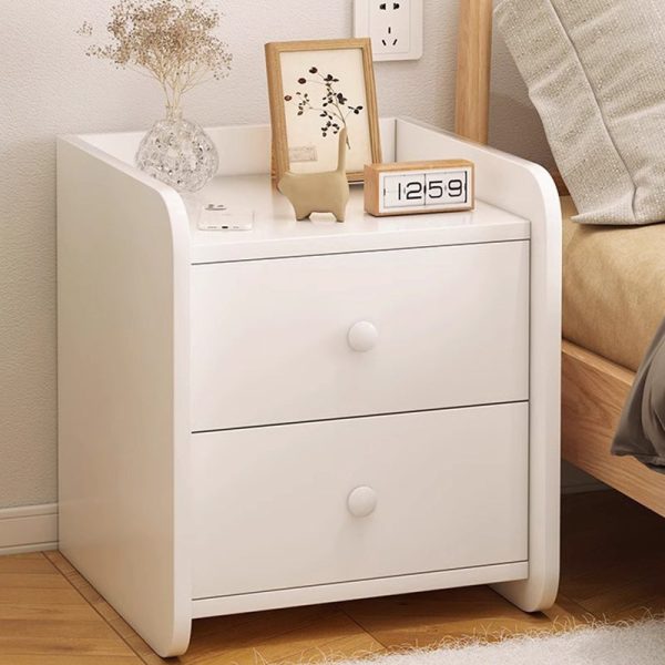 Contemporary Nordic Rectangular Wood Based Panel Nightstand 1/2 Drawer For Bedroom - Image 13
