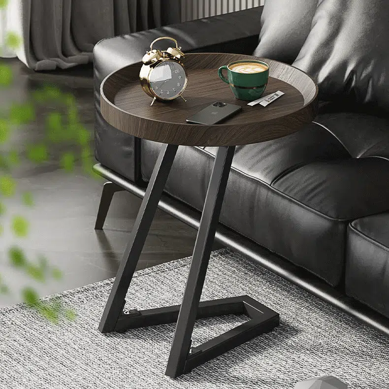 DFM-Table-FP01308-1.jpg Contemporary Creative Round Solid Wood Stainless Steel Side Table For Living Room - Image 1