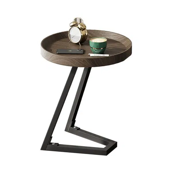 Contemporary Creative Round Solid Wood Stainless Steel Side Table For Living Room - Image 13