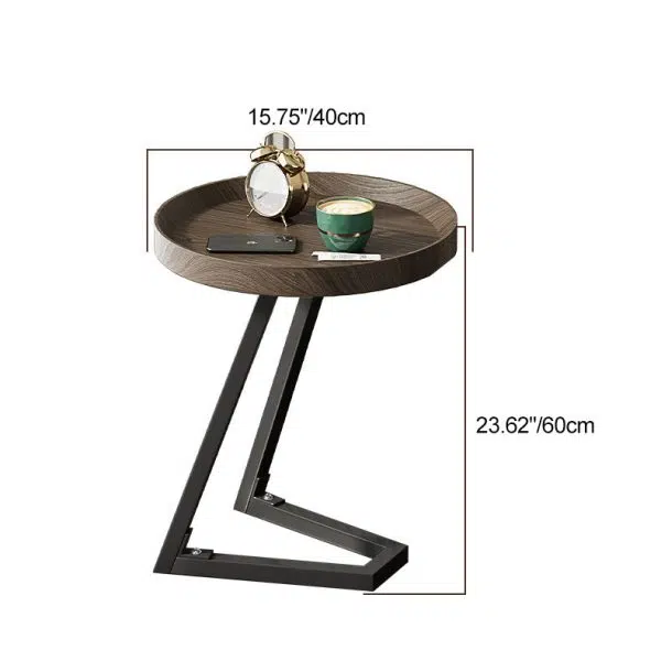 Contemporary Creative Round Solid Wood Stainless Steel Side Table For Living Room - Image 5