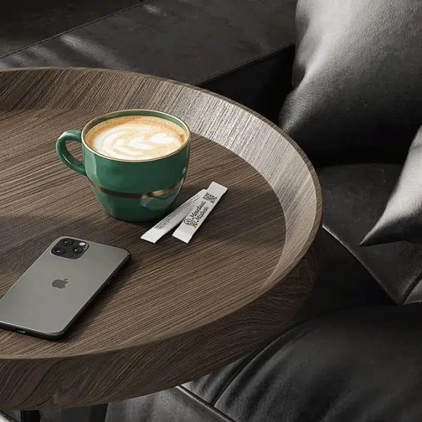 Contemporary Creative Round Solid Wood Stainless Steel Side Table For Living Room - Image 7